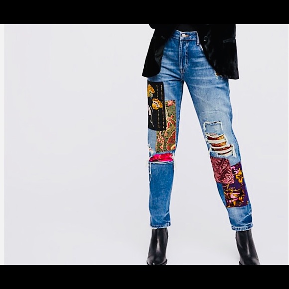 Free People Denim - 💕HP💕 New Free People Embellished Patchwork Jeans